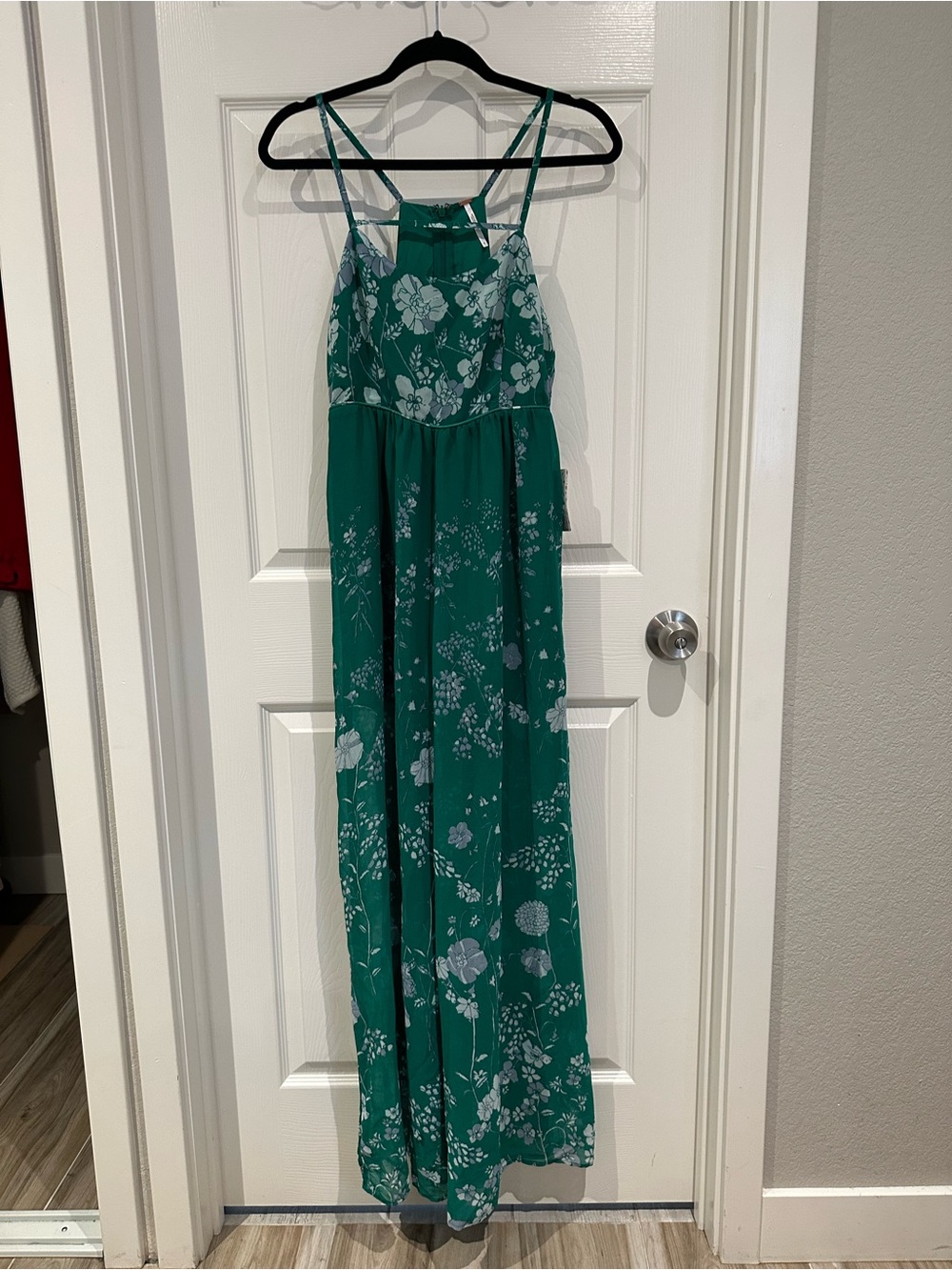 Free People Green Floral Maxi Dress with Spaghetti Straps - Picture 6 of 6